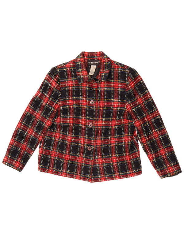 Jaqueta blazer feminina de 4 botões Sag Harbor Reino Unido 12 xadrez médio multicolorido