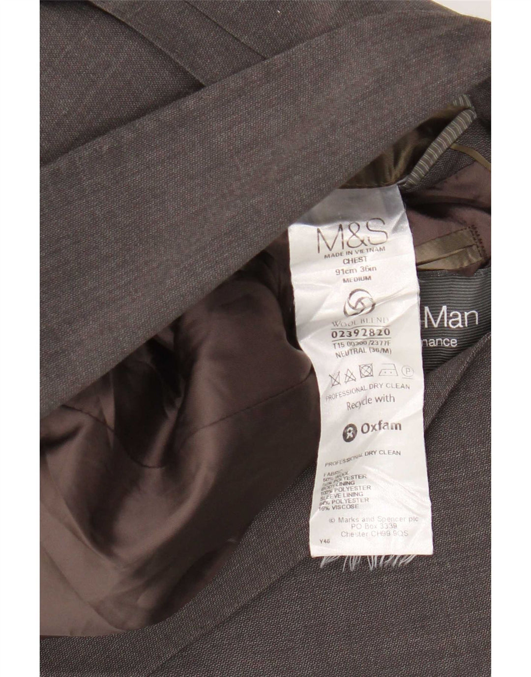 Jaqueta blazer masculina de 2 botões Marks & Spencer Reino Unido 36 pequena lã cinza
