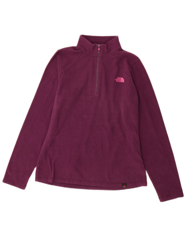 Suéter de lã feminino The North Face com zíper e gola UK 14 poliéster roxo médio