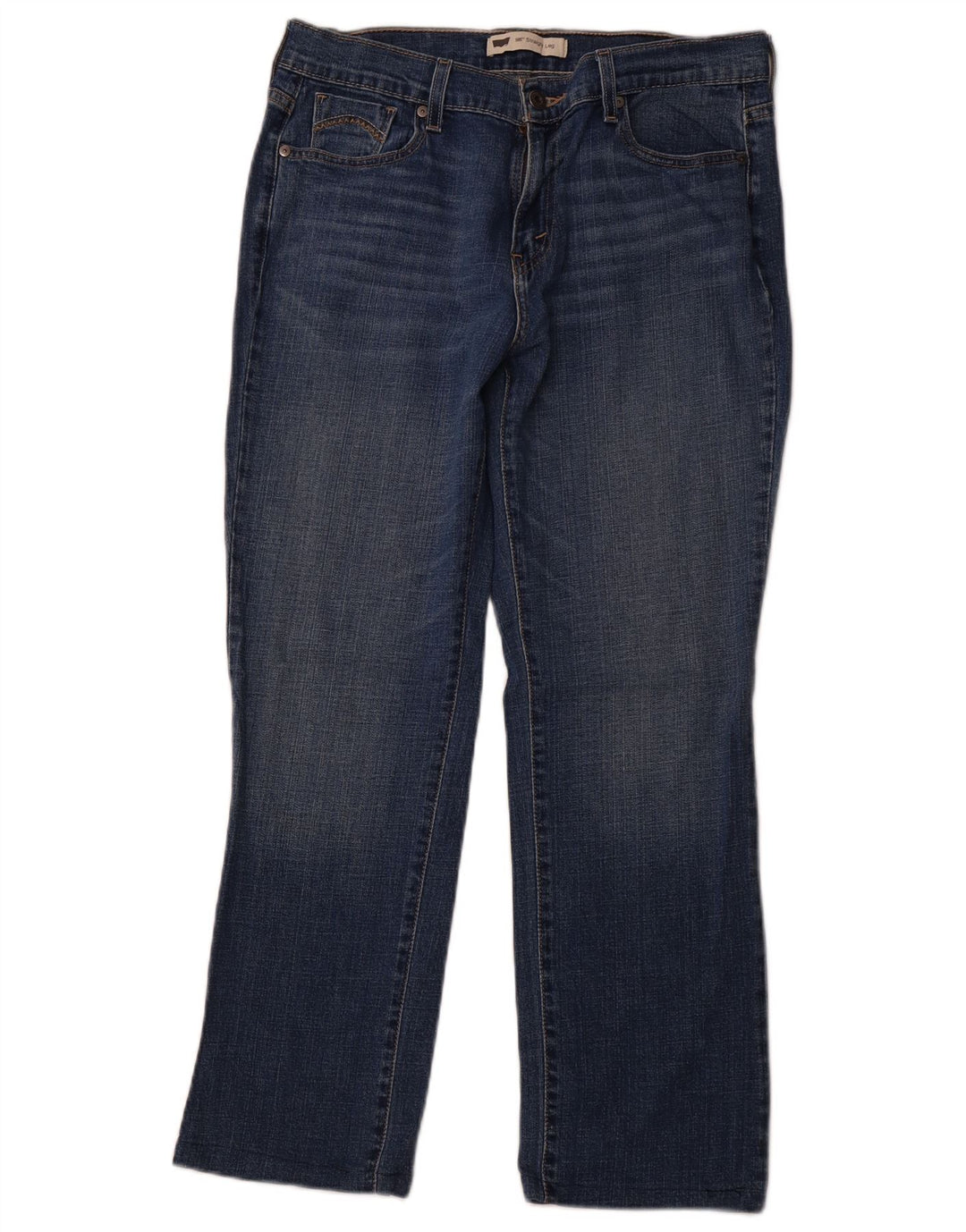 Levi's feminino 506 jeans retos US 10 grande W30 L27 algodão azul