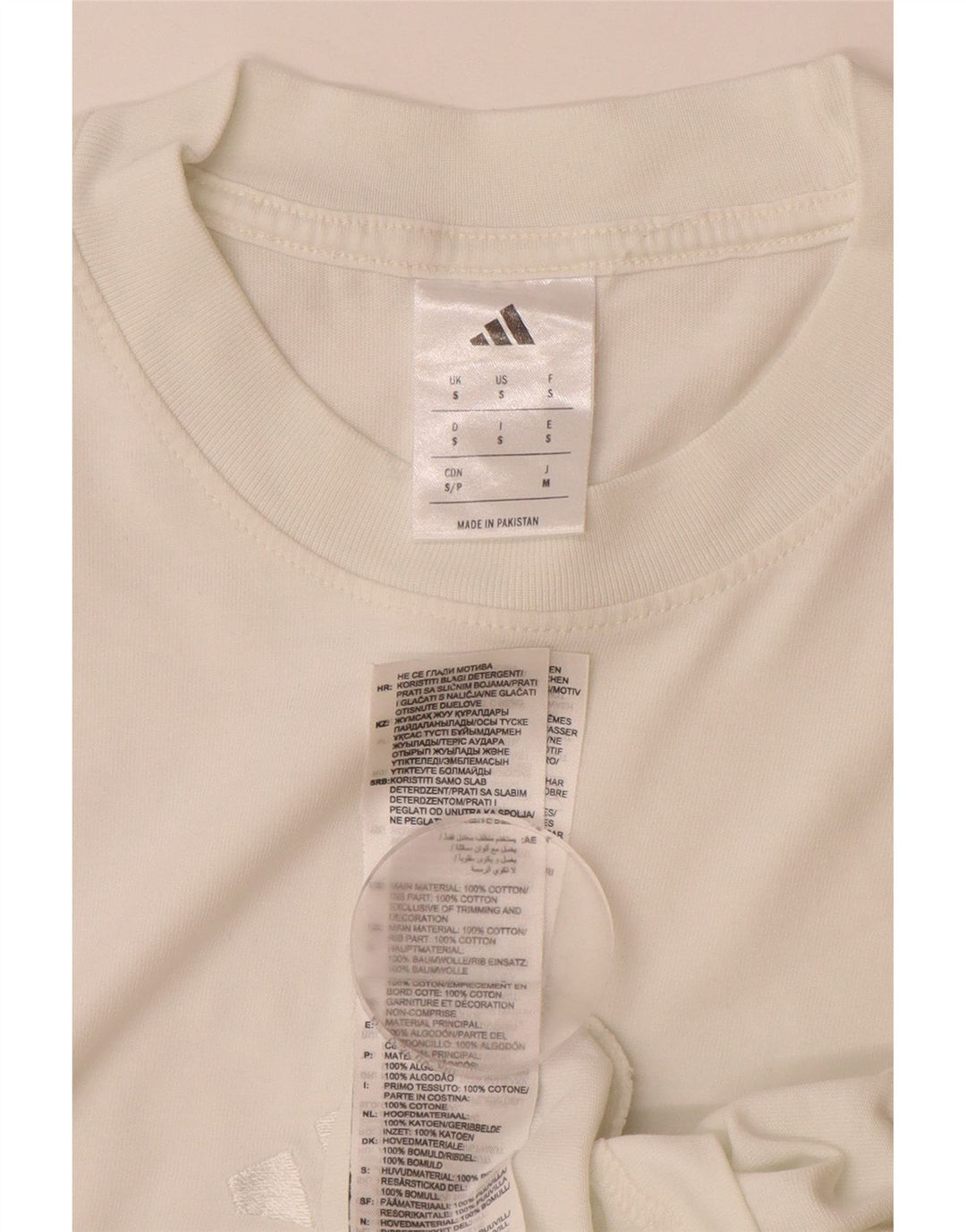 ADIDAS Mens T-Shirt Top Pequeno Algodão Branco