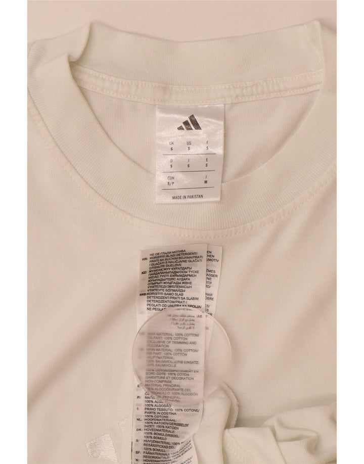 ADIDAS Mens T-Shirt Top Pequeno Algodão Branco