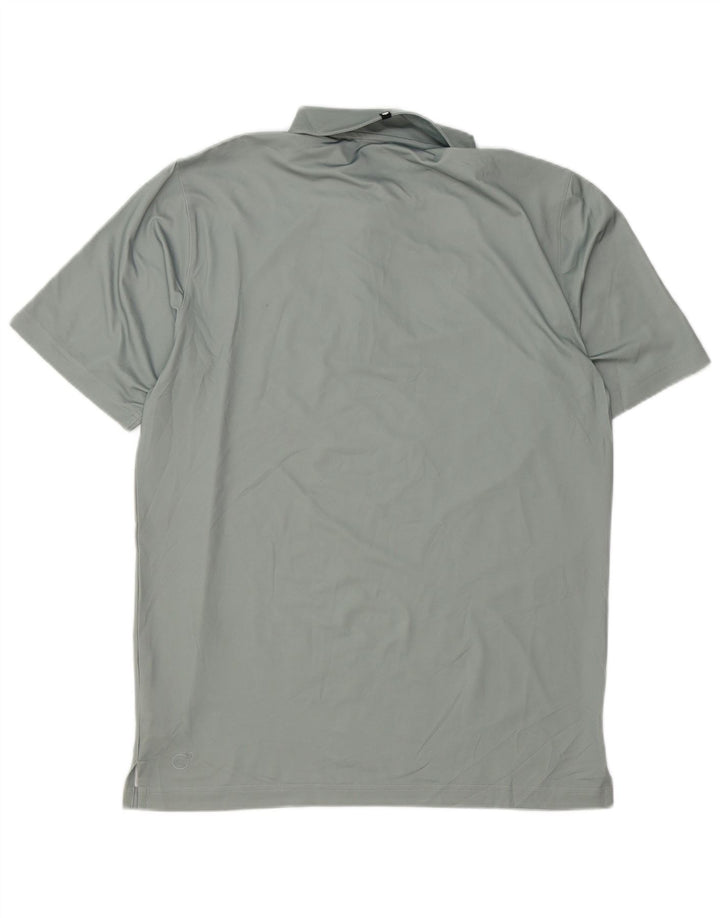 Camisa polo masculina PUMA poliéster geométrico cinza médio