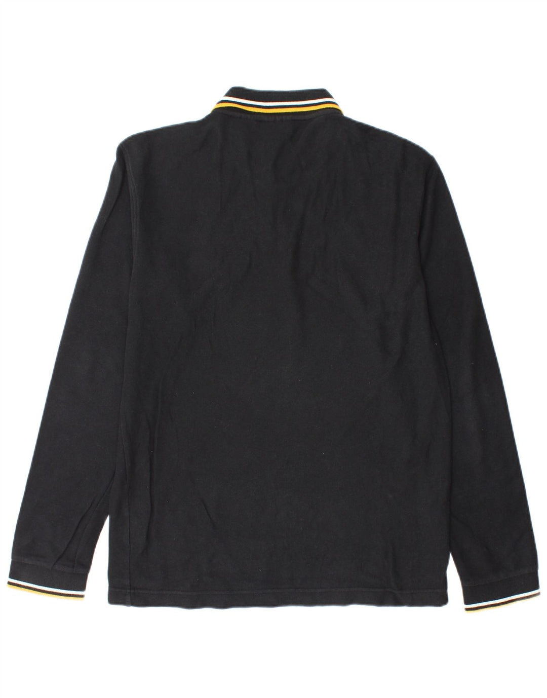 Camisa polo masculina Fila de manga comprida de algodão preto médio
