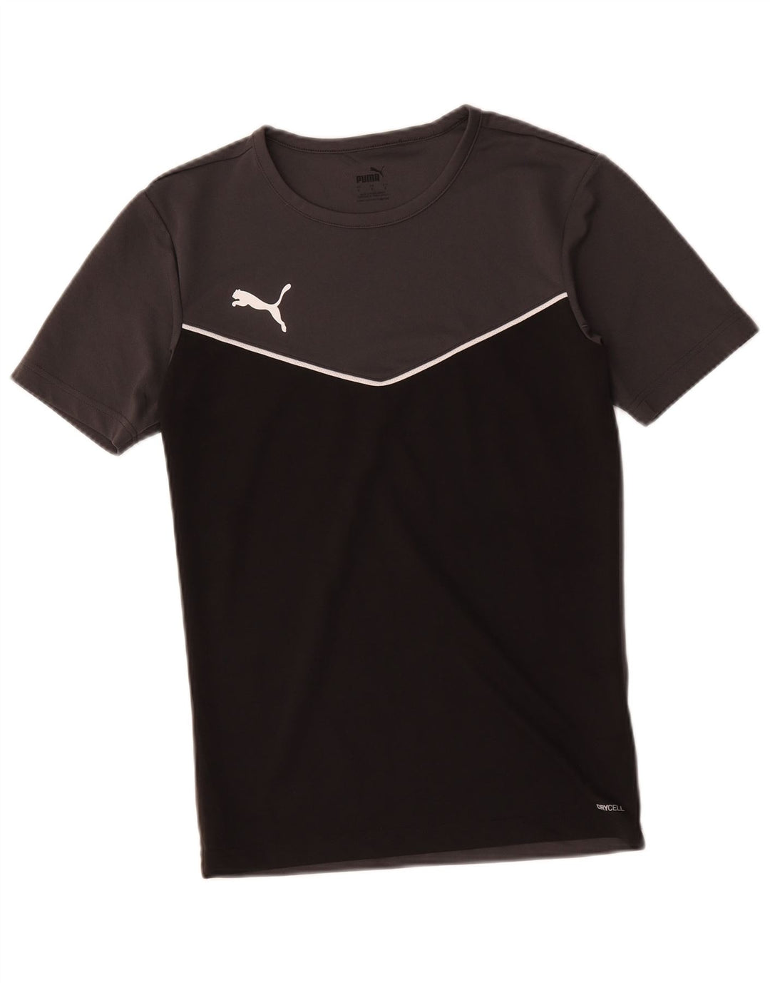 Camiseta masculina Puma pequena preta colorblock poliéster