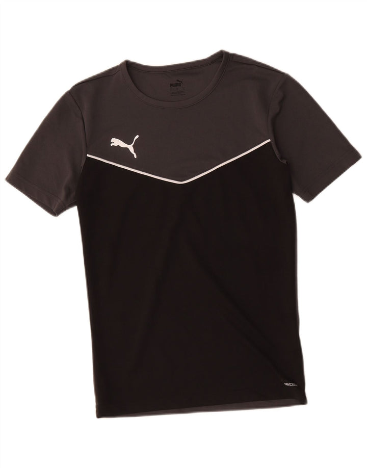 Camiseta masculina Puma pequena preta colorblock poliéster