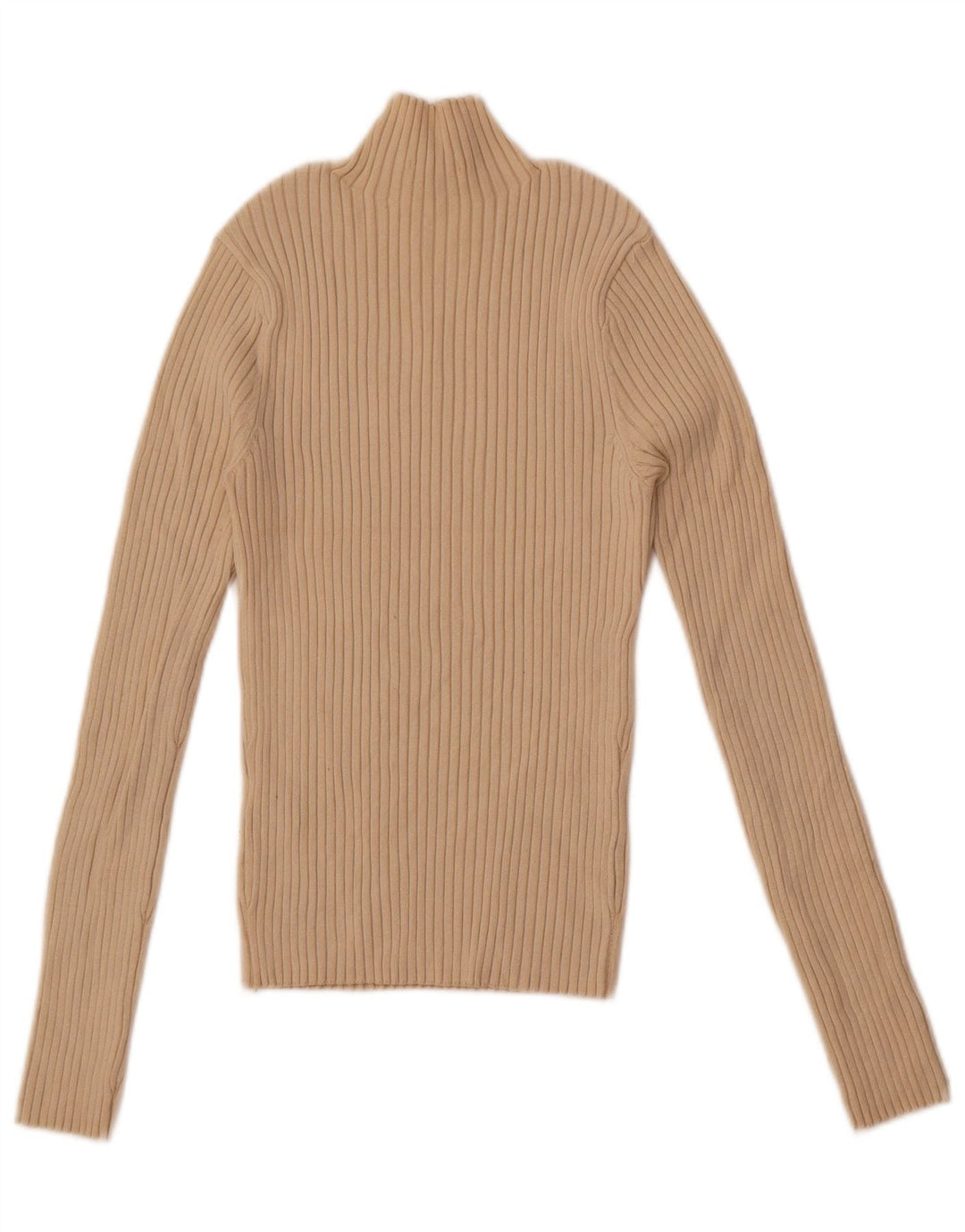 Suéter feminino Zara com gola tartaruga e gola alta Reino Unido 12 viscose bege médio