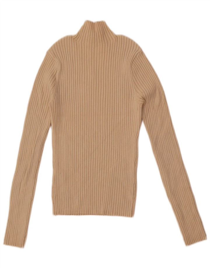 Suéter feminino Zara com gola tartaruga e gola alta Reino Unido 12 viscose bege médio