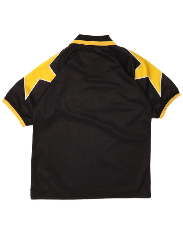 Kappa Mens Juventus 1995-1996 Camisa de futebol grande preto colorido bloco esportivo
