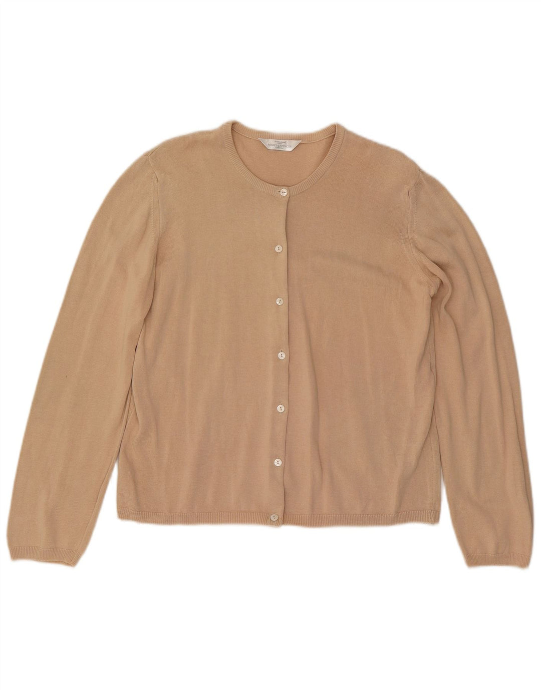 Suéter cardigã feminino Marks & Spencer Reino Unido 12 algodão bege médio
