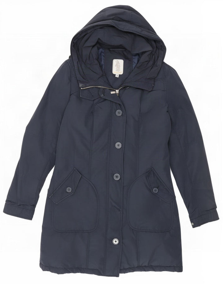 Jaqueta parka feminina com capuz Refrigue UK 38 poliéster azul marinho médio