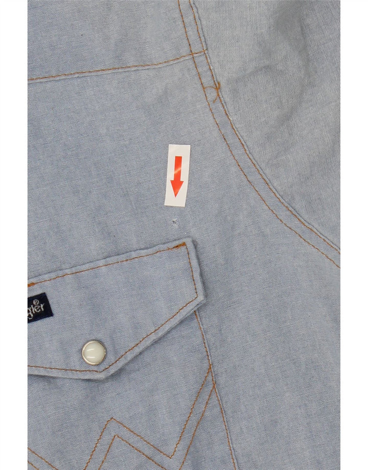 Camisa Wrangler masculina ocidental tamanho 17 XL azul poliéster
