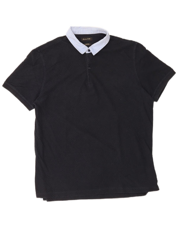 Camisa polo masculina de rugby de ajuste casual Massimo Dutti XL algodão preto
