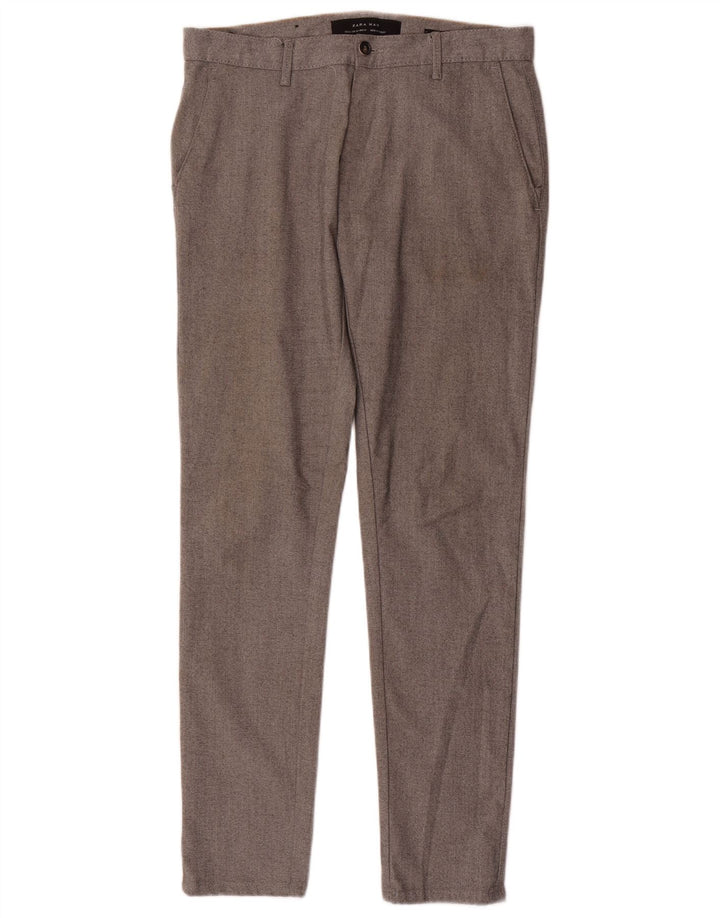 Zara Mens Slim Chino Calças EU 38 Pequeno W30 L30 Cinza