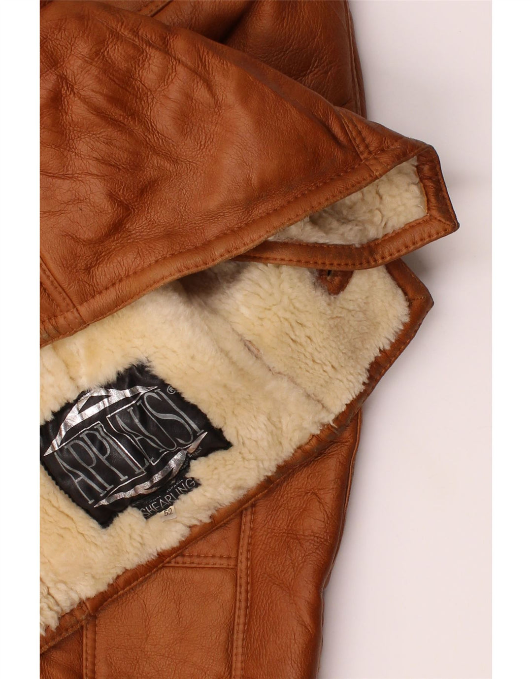 Jaqueta masculina VINTAGE Shearling IT 52 XL marrom