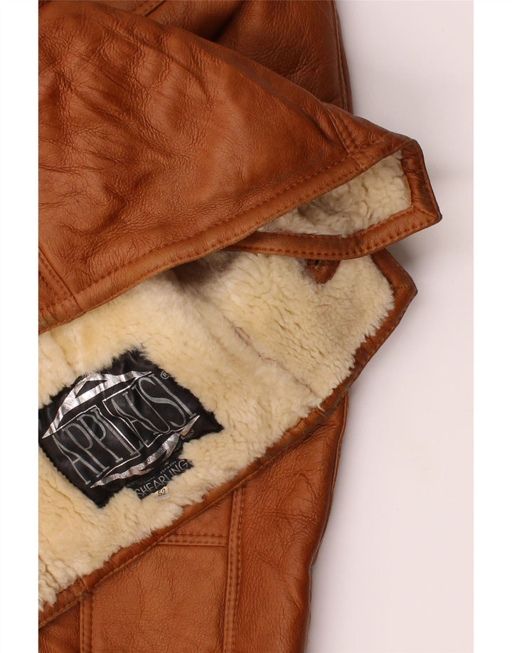 Jaqueta masculina VINTAGE Shearling IT 52 XL marrom