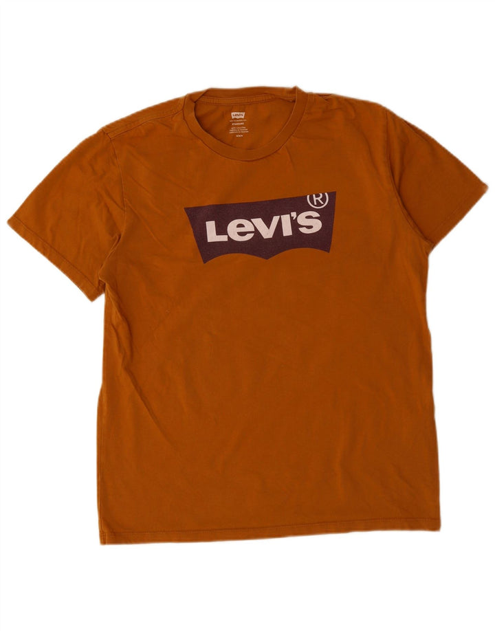 Camiseta masculina Levi's Standard Fit gráfica de algodão marrom médio