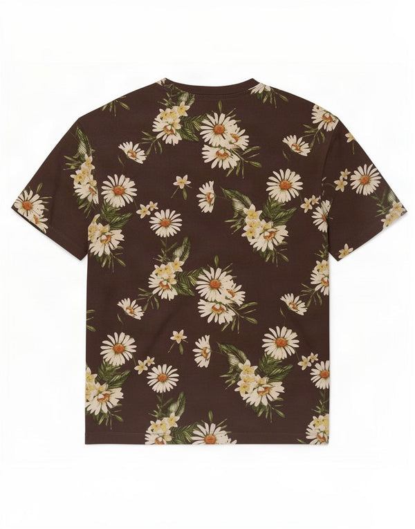 Jack & Jones Mens T-Shirt Top Small Brown Floral Cotton