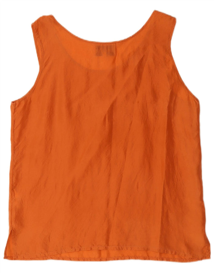 Colete feminino vintage UK 14 seda laranja médio
