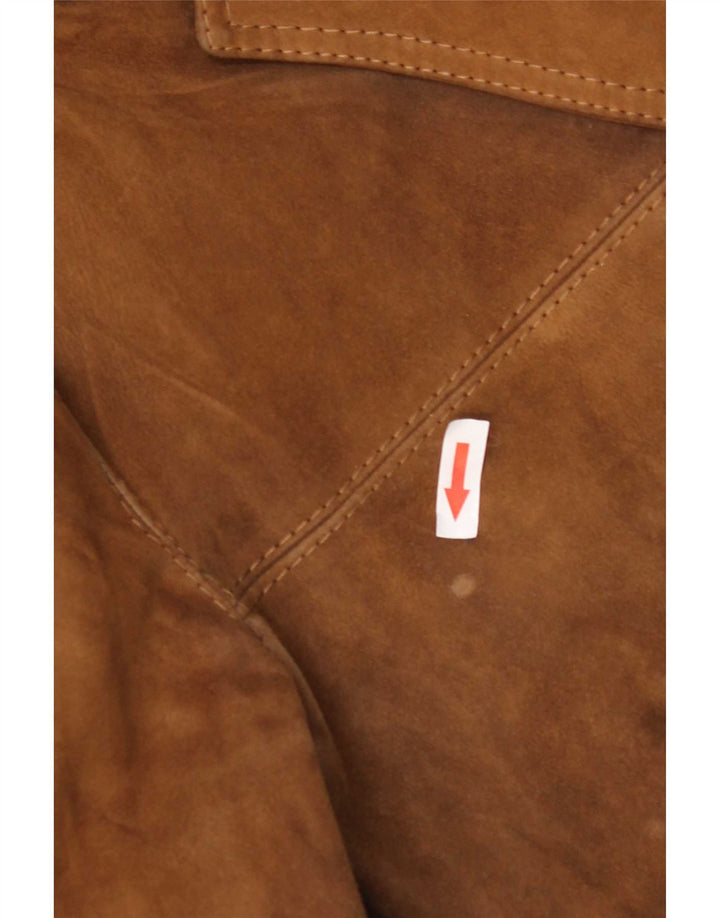 Jaqueta blazer masculina vintage de camurça com 3 botões Reino Unido 40 couro marrom grande