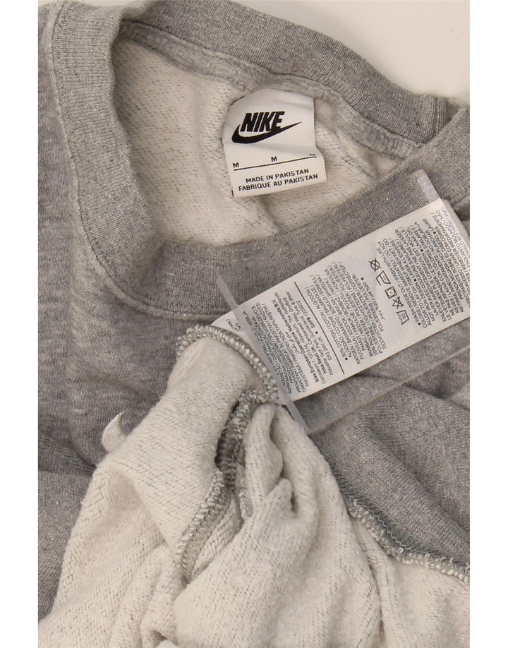 NIKE feminino oversized crop moletom jumper UK 14 médio cinza algodão