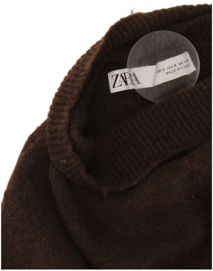 Suéter feminino Zara Batwing com gola redonda Reino Unido 10 pequeno marrom