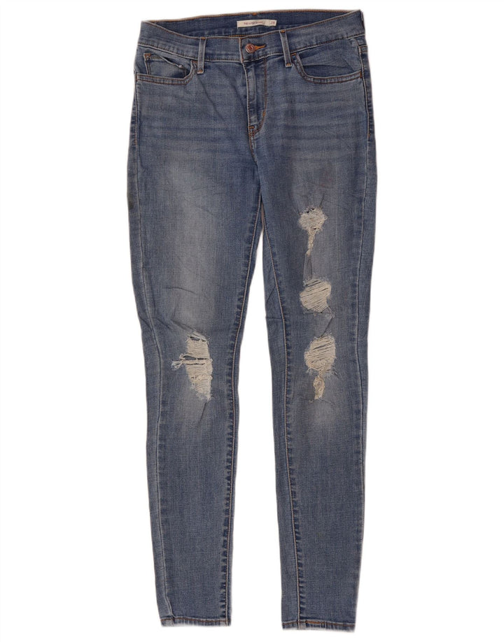Calça jeans feminina LEVI'S 710 desgastada super skinny W28 L30 azul poliéster