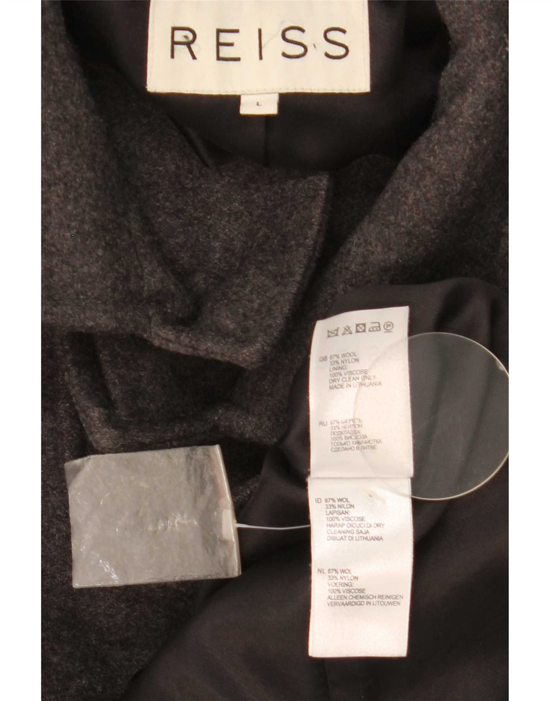 Sobretudo masculino Reiss UK 40 grande lã cinza