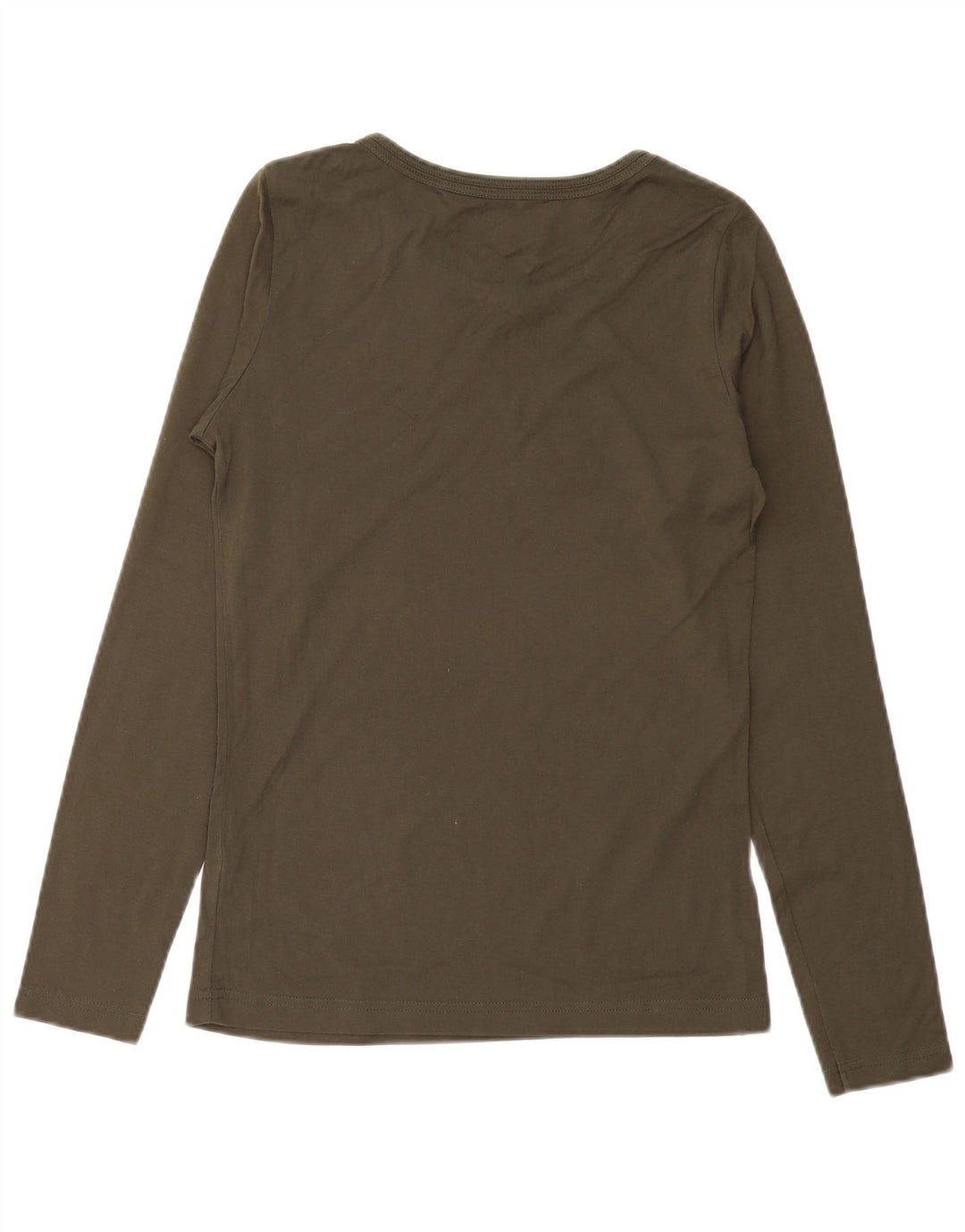 Top gráfico feminino Nike manga comprida UK 10/12 algodão cáqui médio