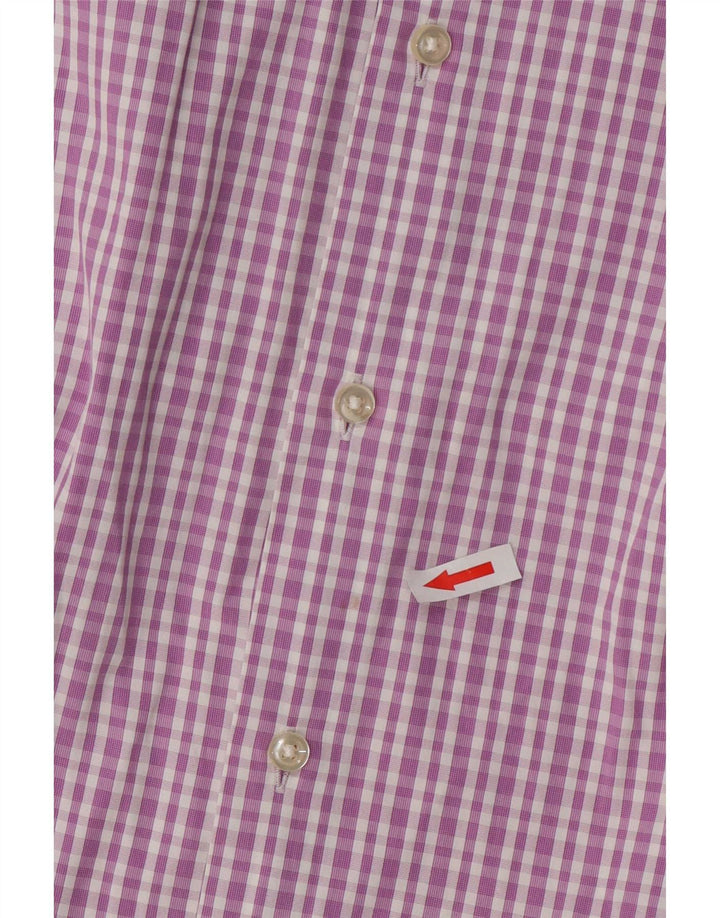 Camisa masculina Hugo Boss Regular Fit tamanho 41 16 grande algodão xadrez rosa