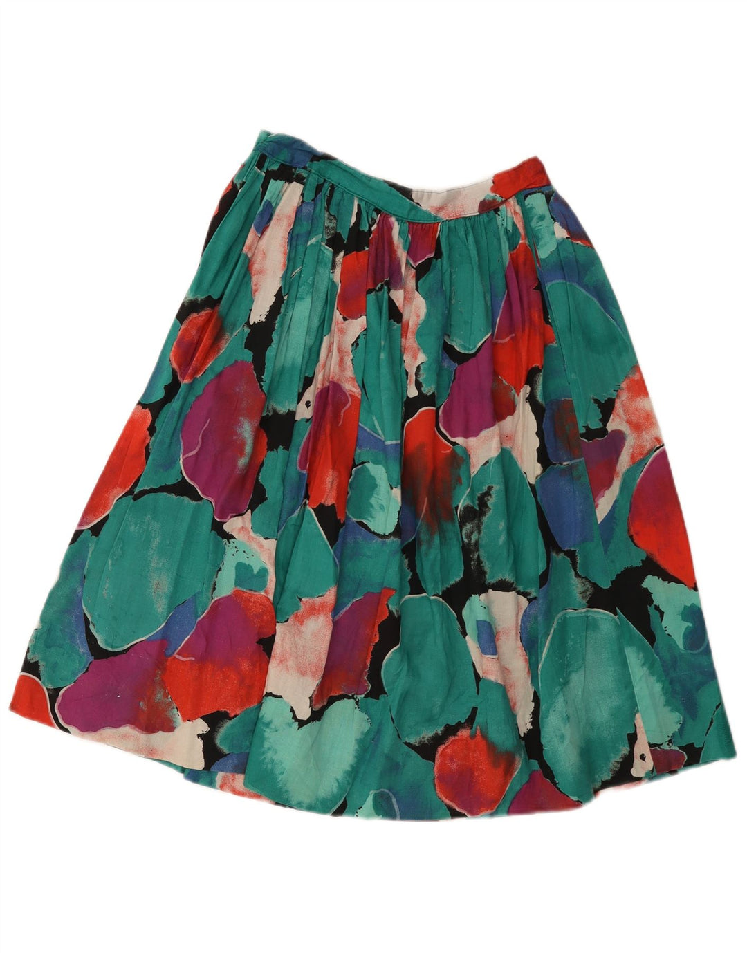 Saia plissada feminina vintage com padrão abstrato W26 pequena multicolorida
