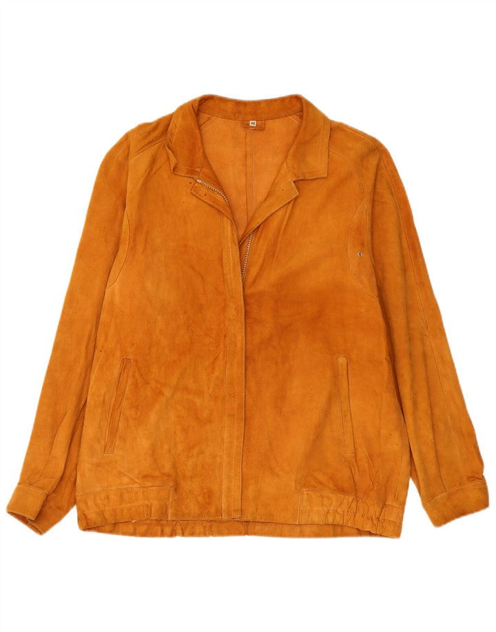 Jaqueta feminina vintage de camurça IT 46 grande couro bege