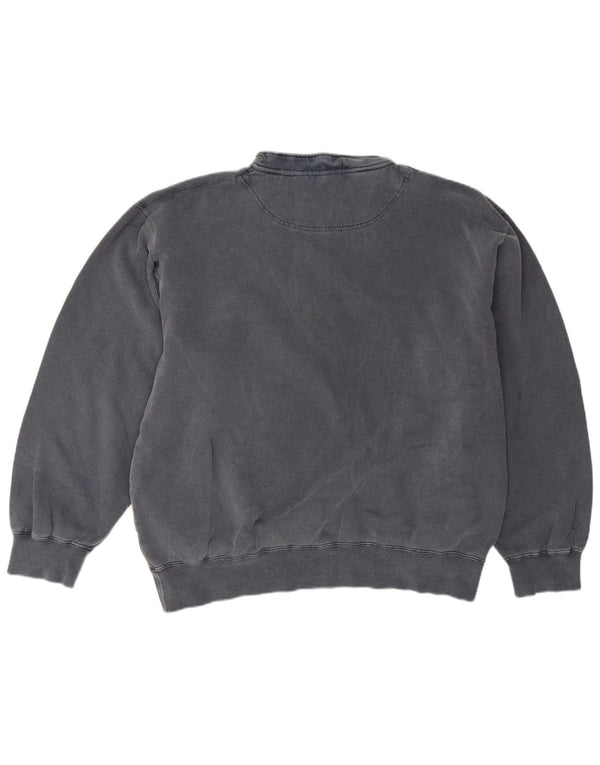 Suéter masculino Orvis com zíper e gola grande de algodão cinza