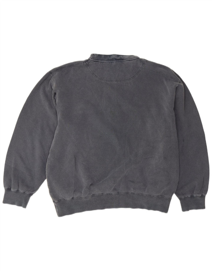 Suéter masculino Orvis com zíper e gola grande de algodão cinza