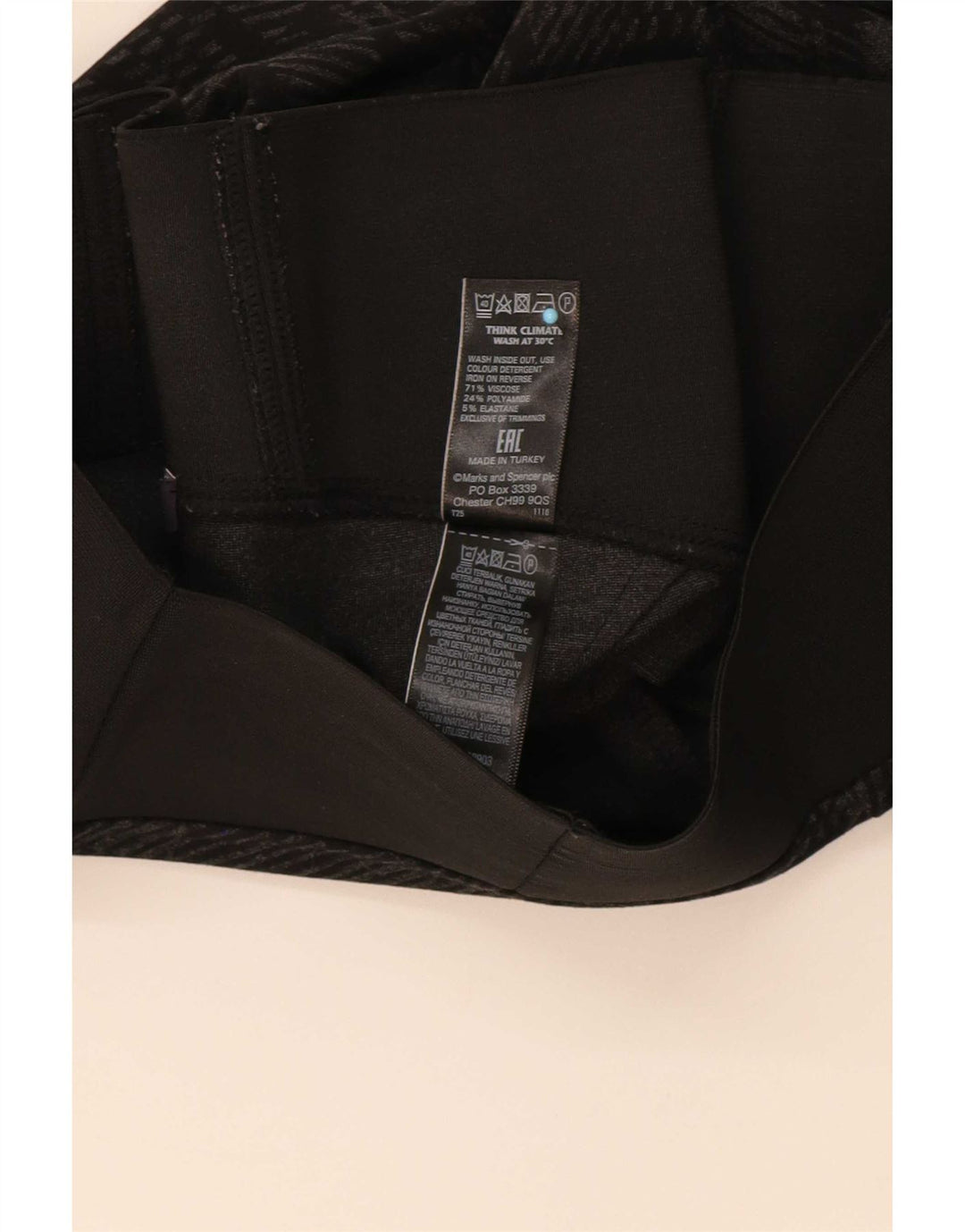 Leggings femininos Marks & Spencer Reino Unido 10 viscose geométrica preta pequena
