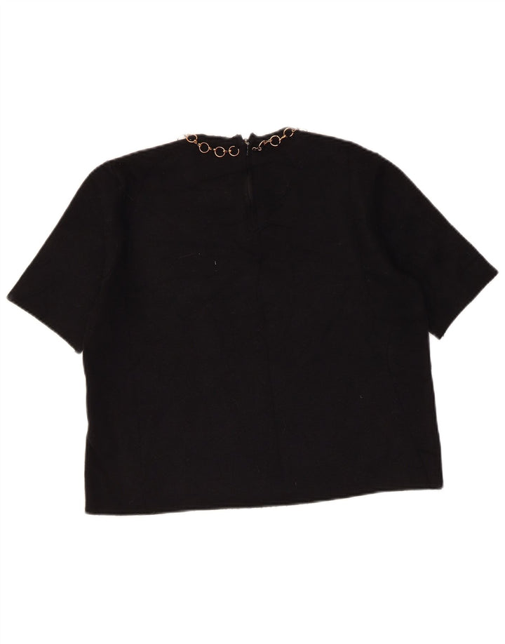 Blusa cropped feminina Zara UK 12 viscose preta média