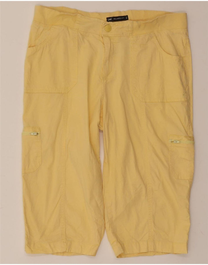 LEE Womens Relaxed Fit Bermuda Cargo Shorts US 12 Large W34 Yellow Cotton Vintage Lee and Second-Hand Lee from Messina Hembry 