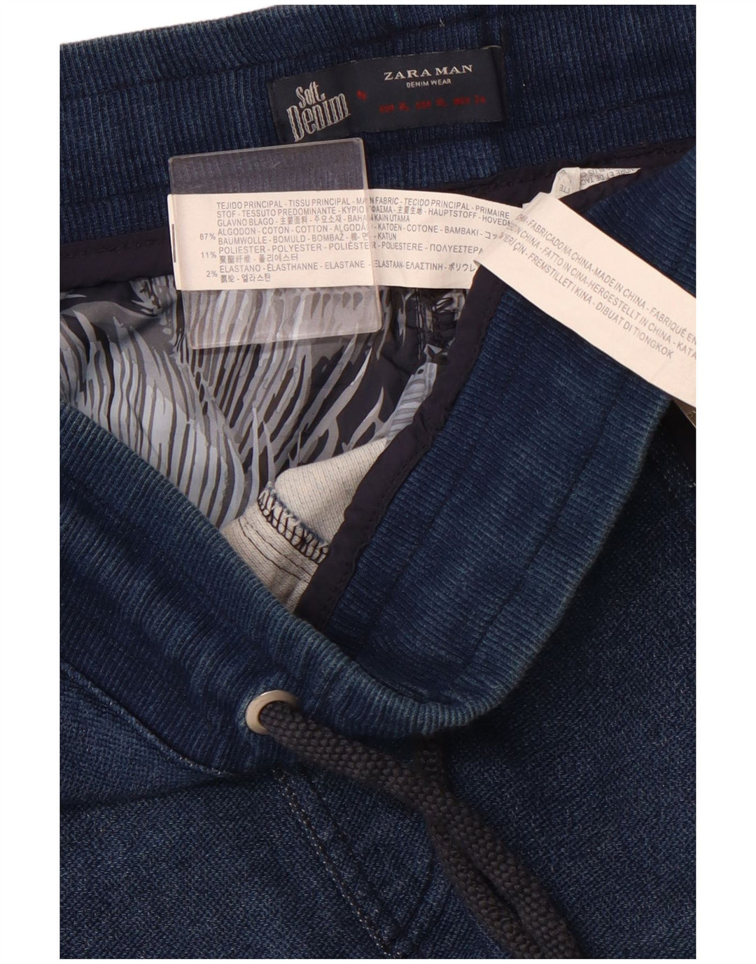 Calça jogger masculina ZARA XL azul algodão