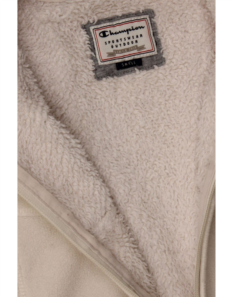 CHAMPION Womens Fleece Gilet UK 10 Small Off White Vintage Champion and Second-Hand Champion from Messina Hembry 