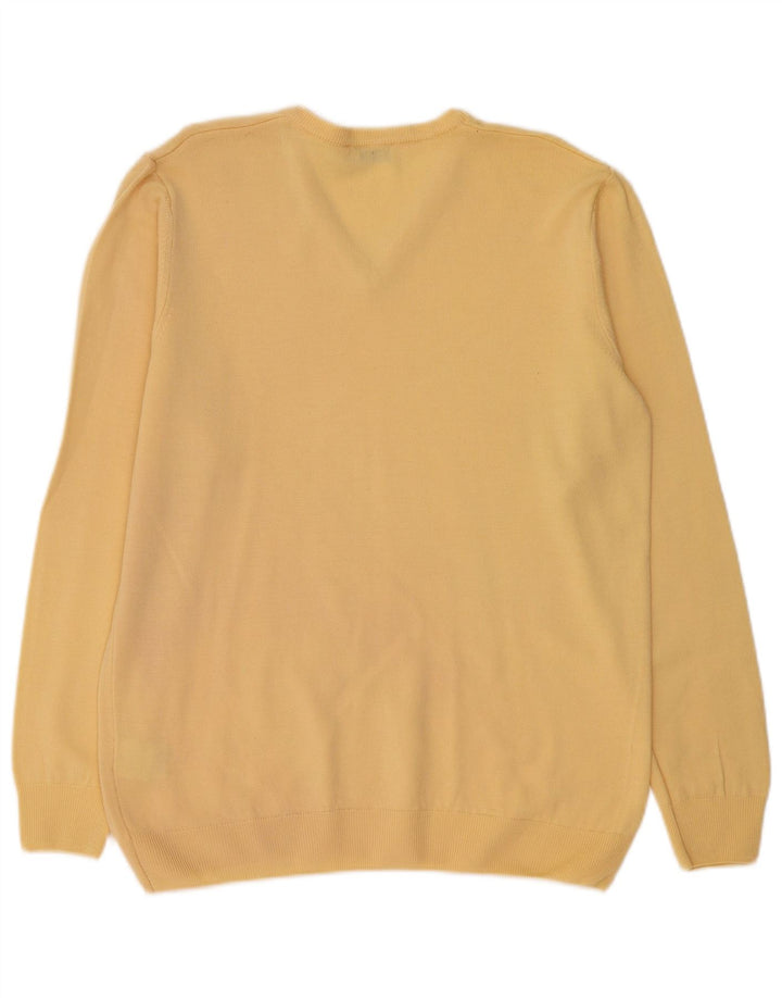 Suéter feminino PETER HAHN com decote em V Reino Unido 16 grande lã amarela nova