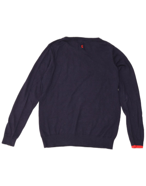 Suéter feminino Joules com gola canoa e estampa animal UK 12 médio azul marinho