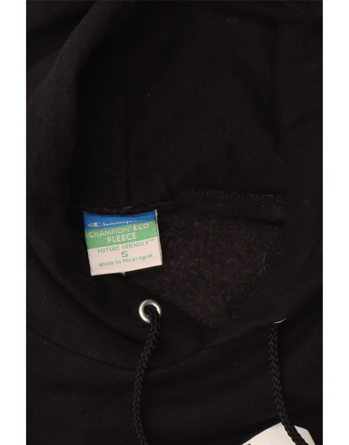 CHAMPION Mens Graphic Hoodie Jumper Small Black Cotton Vintage Champion and Second-Hand Champion from Messina Hembry 