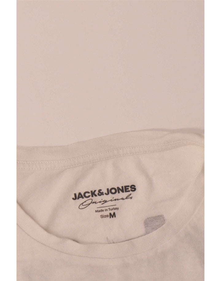 Camiseta gráfica masculina Jack & Jones Top médio algodão branco