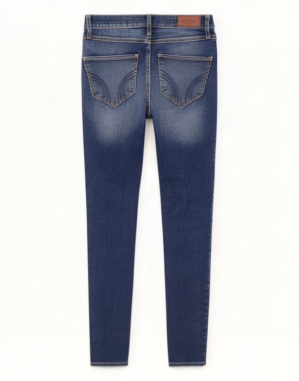Calça jeans feminina Hollister cintura alta super skinny US 00 2XS W23 L28 algodão azul