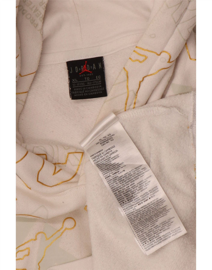 JORDAN Meninos moletom com capuz gráfico 13-14 anos XL algodão branco