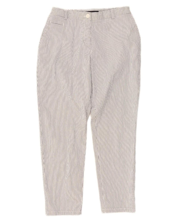 Calça Chino Feminina Marks & Spencer Reino Unido 14 Médio W30 L26 Listrado Branco