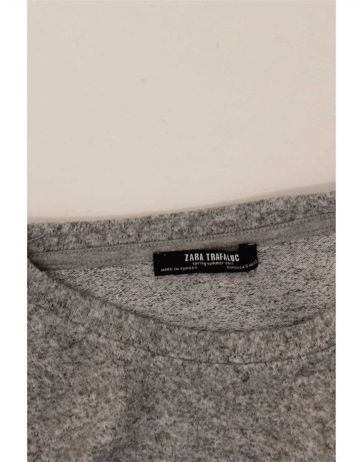 Zara Womens Trafaluc Top manga comprida Reino Unido 10 pequeno cinza manchado