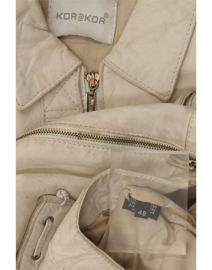 Jaqueta de couro feminina Kor@Kor IT 48 XL em couro branco