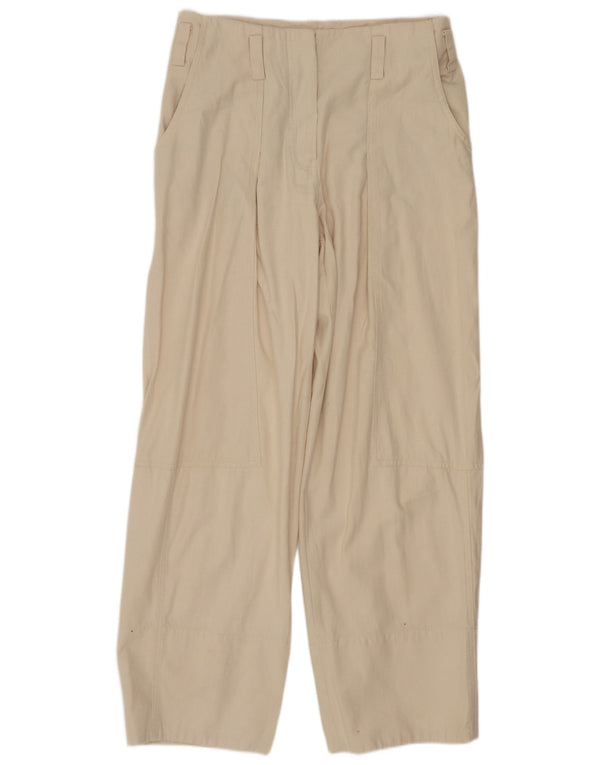Zara Calça feminina casual cintura alta solta ajuste médio W28 L29 bege