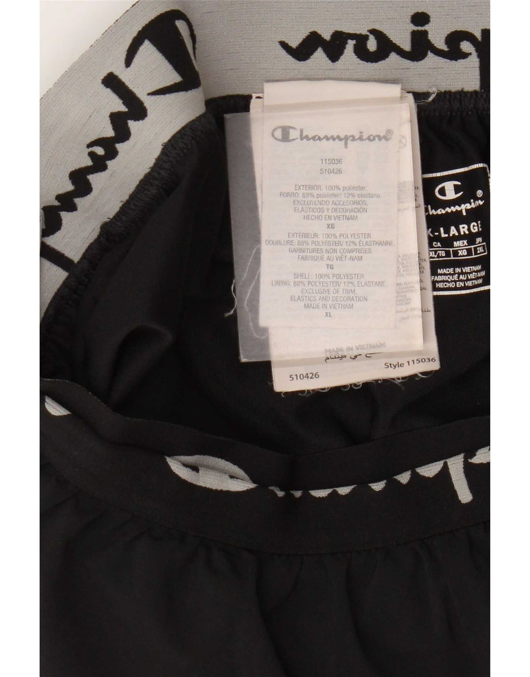 Shorts esportivos gráficos femininos Champion UK 18 XL preto poliéster